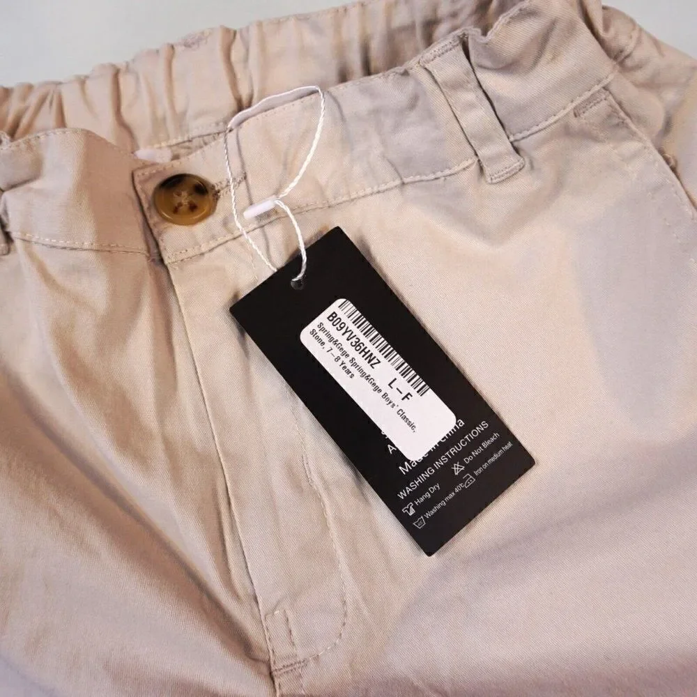 Spring And Gege Boys Shorts 7-8 Years Classic Cotton Stretch Waistband